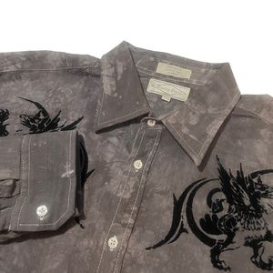 Eighty Eight XXL Grey Button Down Embellished Long Sleeve‎ Mens Western Shirt